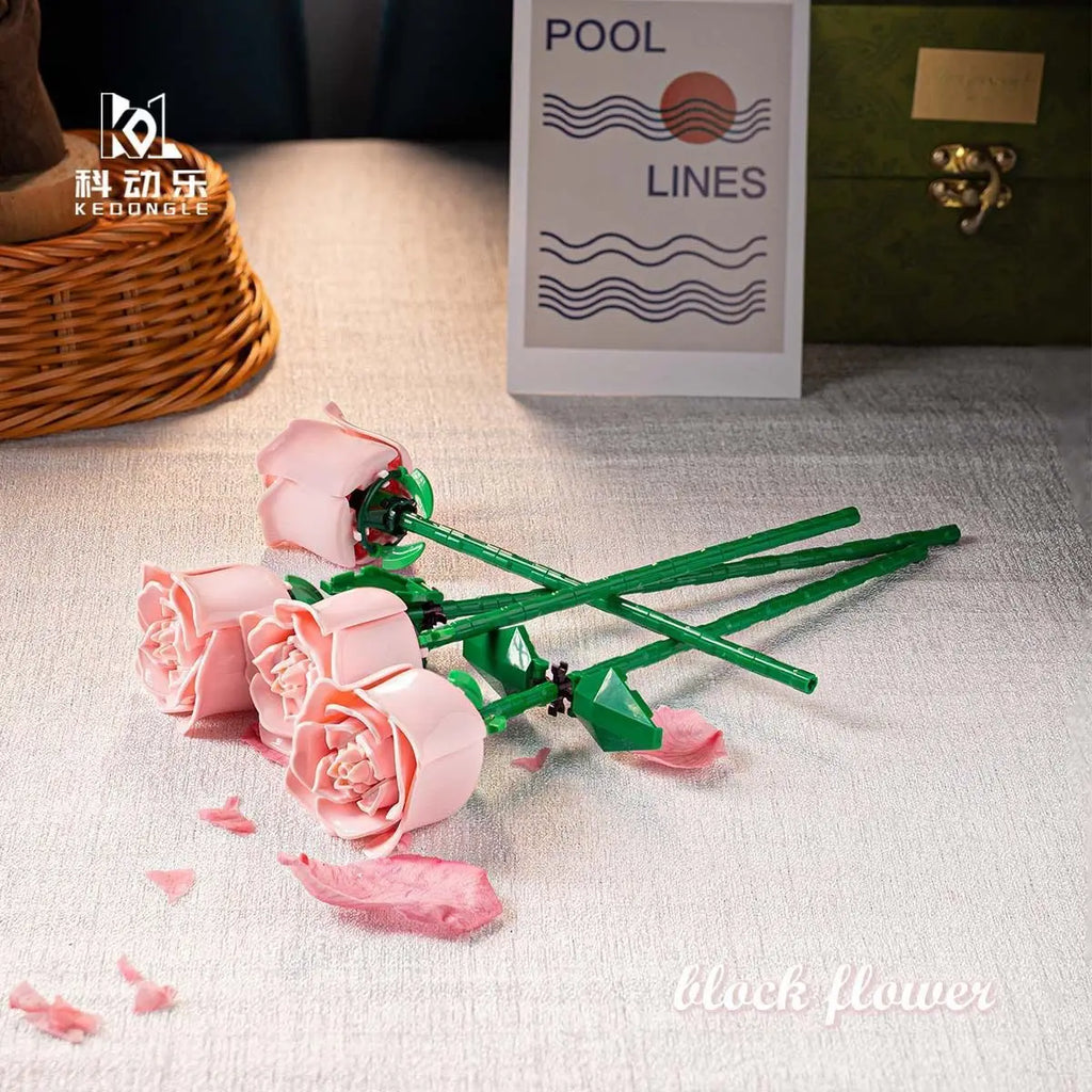 Eternal Building Rose Couple 3D Red/Pink/Blue Rose Toys Bouquet Love Home Decoration Mother's Day Valentine's Day Birthday Gift