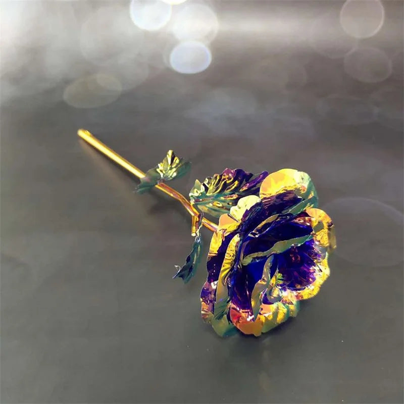 Eternal Rose Colorful Galaxy Artificial Flowers 24K Gold Foil Flower Love Base Flare box for Girlfriend Valentine's Day Gift