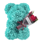 24cm Size Eternal Rose Bear Flower Bouquet Long Lasting Rose Bear Creative Design Artificial Rose Artificial Foam Flowers Bear