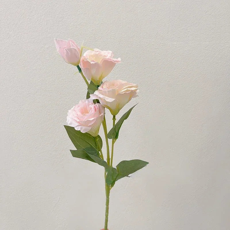 Tallo Grande de Eustoma con Hojas — Seda Natural, Hogar, Boda y Fiesta