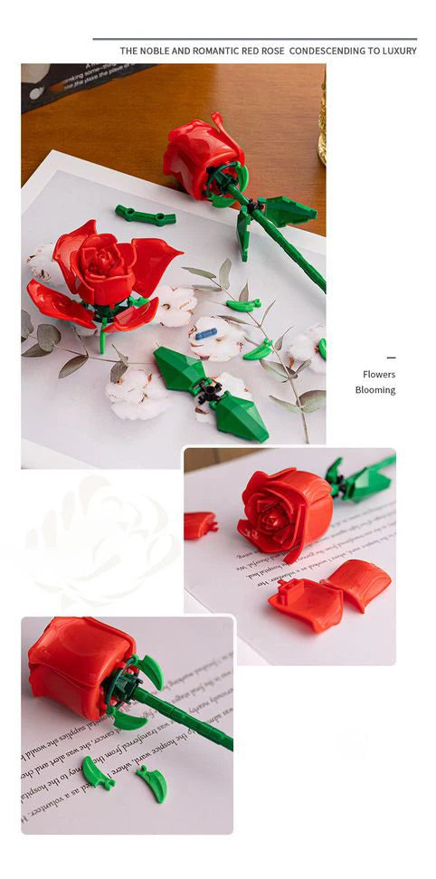 Eternal Building Rose Couple 3D Red/Pink/Blue Rose Toys Bouquet Love Home Decoration Mother's Day Valentine's Day Birthday Gift