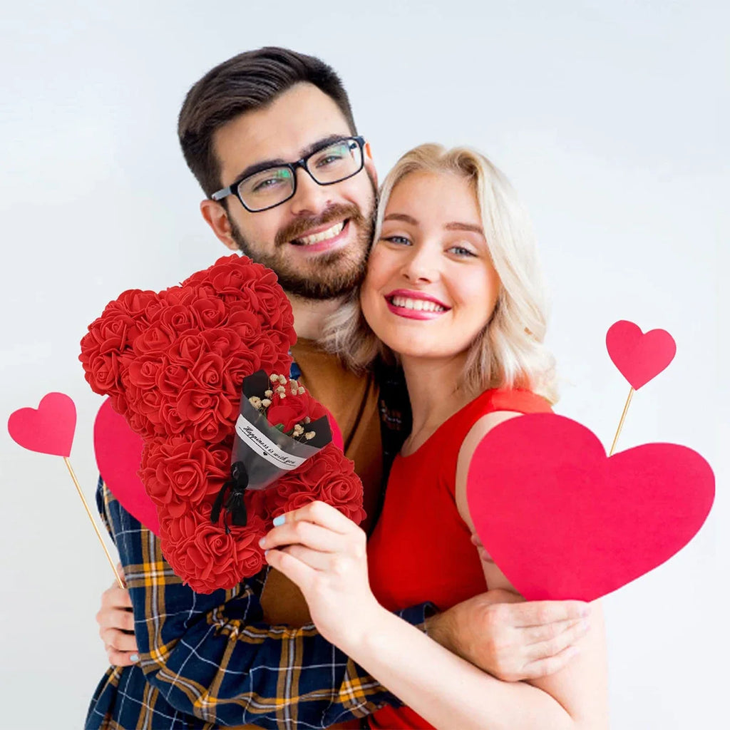 1pc 25m Artificial Flower Eternal Rose Teddy Bear for Mom Mother's Day Birthday Valentine's Day Anniversary Gifts & Decorations