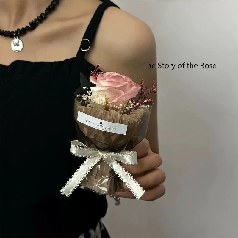 Mini Pocket Eternal Rose Bouquet Gift for Valentine's Day Artificial Roses Flowers for Birthdays, Wedding Party Favors for Girl