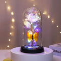 New Home Decor Glass Cover Rose Eternal Flower with Lamp Creative Decoration Ornament Bedroom Decoration