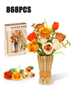 Ramo Floral de Bloques de Construcción — 868 piezas, Jarrón DIY, Regalo San Valentín