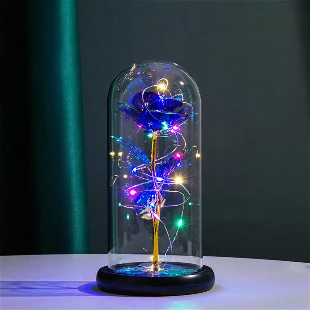 Led Galaxy Rose Eternal 24k Gold Foil Flower With String Lights & Box Artificial Flower Gift Valentine'S Day Gift For Women Girl