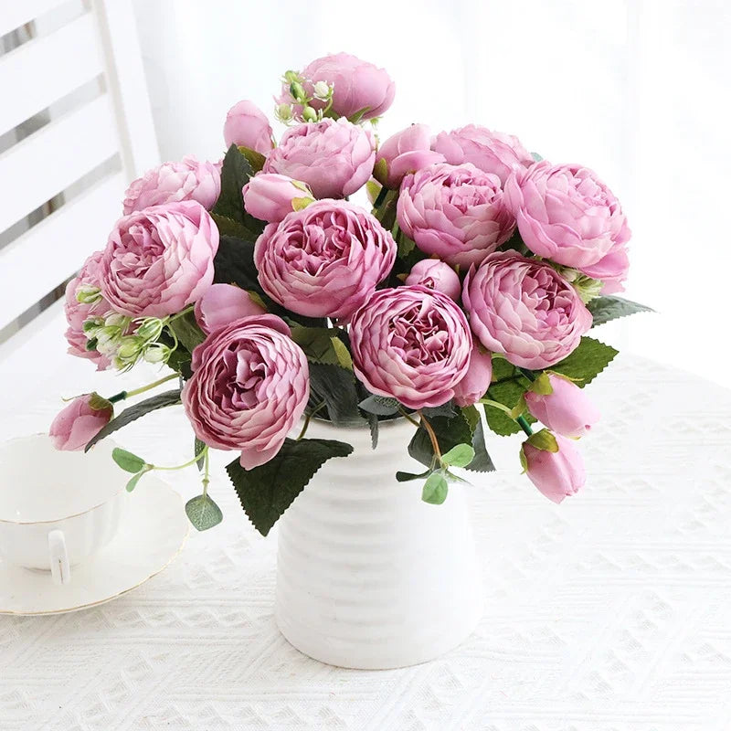 Rosas de Seda Flor Grande — Ramo Lujoso, 34 Colores, Disponible al Mayor