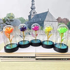 Eternal Rose Flower Valentines Birthday Gifts Light Up Artificial Rose with Transparent Dome Christmas Thanksgiving Women Gifts