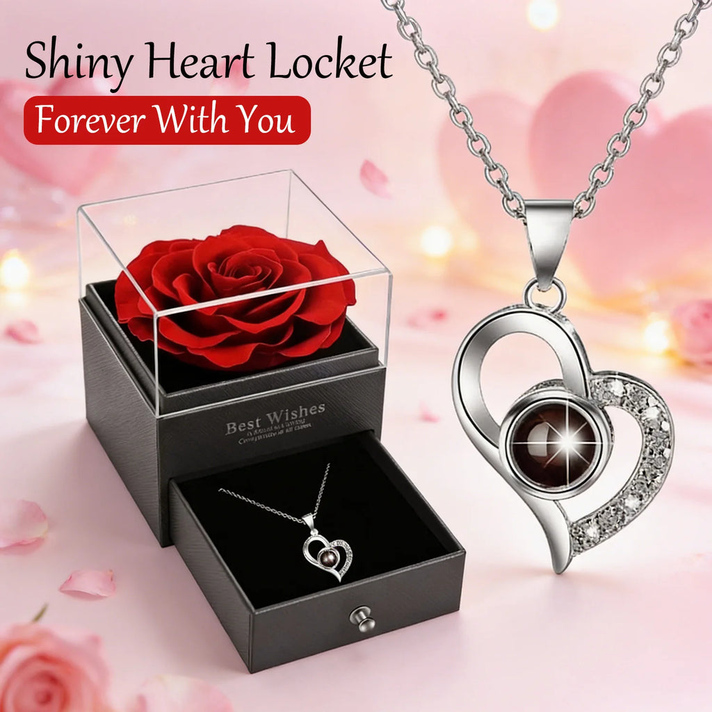 Eternal Rose Love You Necklace 100 Languages Red for Mom, Wife, Valentine's Day Gift, Best Gift for Your Loved One