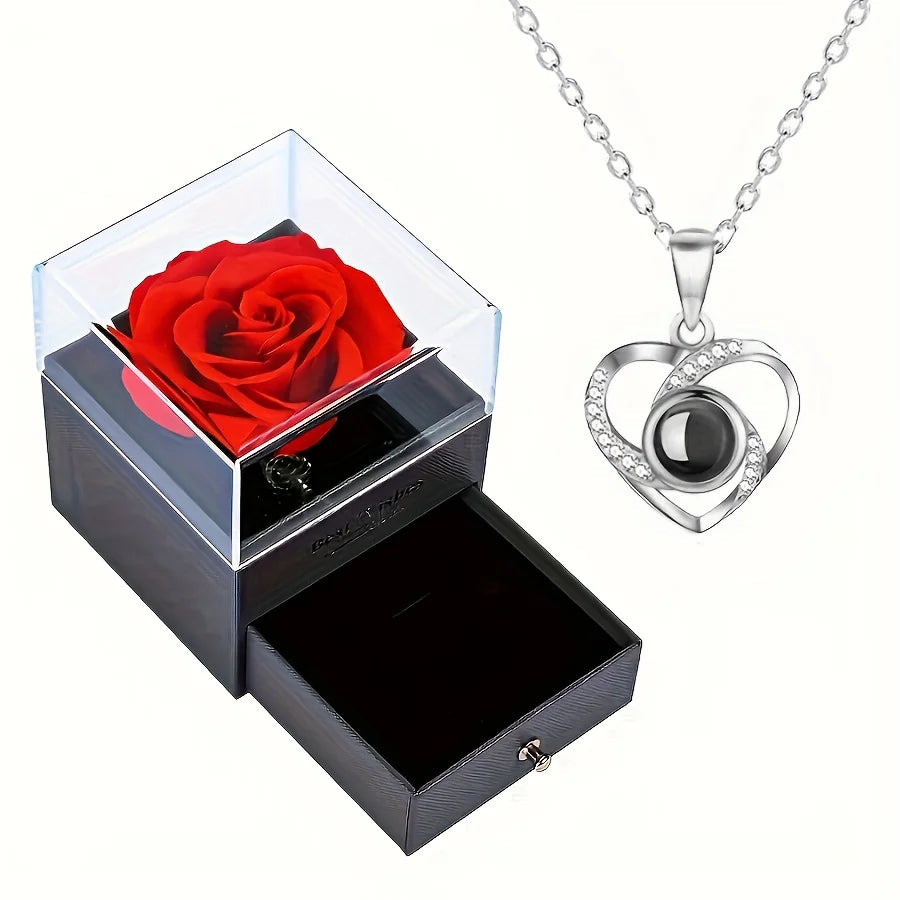 1 Set Romantic Red Roses Eternal Flower Gift Box - for Mother's Day, Valentine's, Birthdays for Wife, Lover, Daughter 