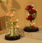 LED Artificial Flower Eternal Rose Ornaments Valentines Day Gifts Simulation Rose Flowers Wedding Party Decor Christmas Gifts