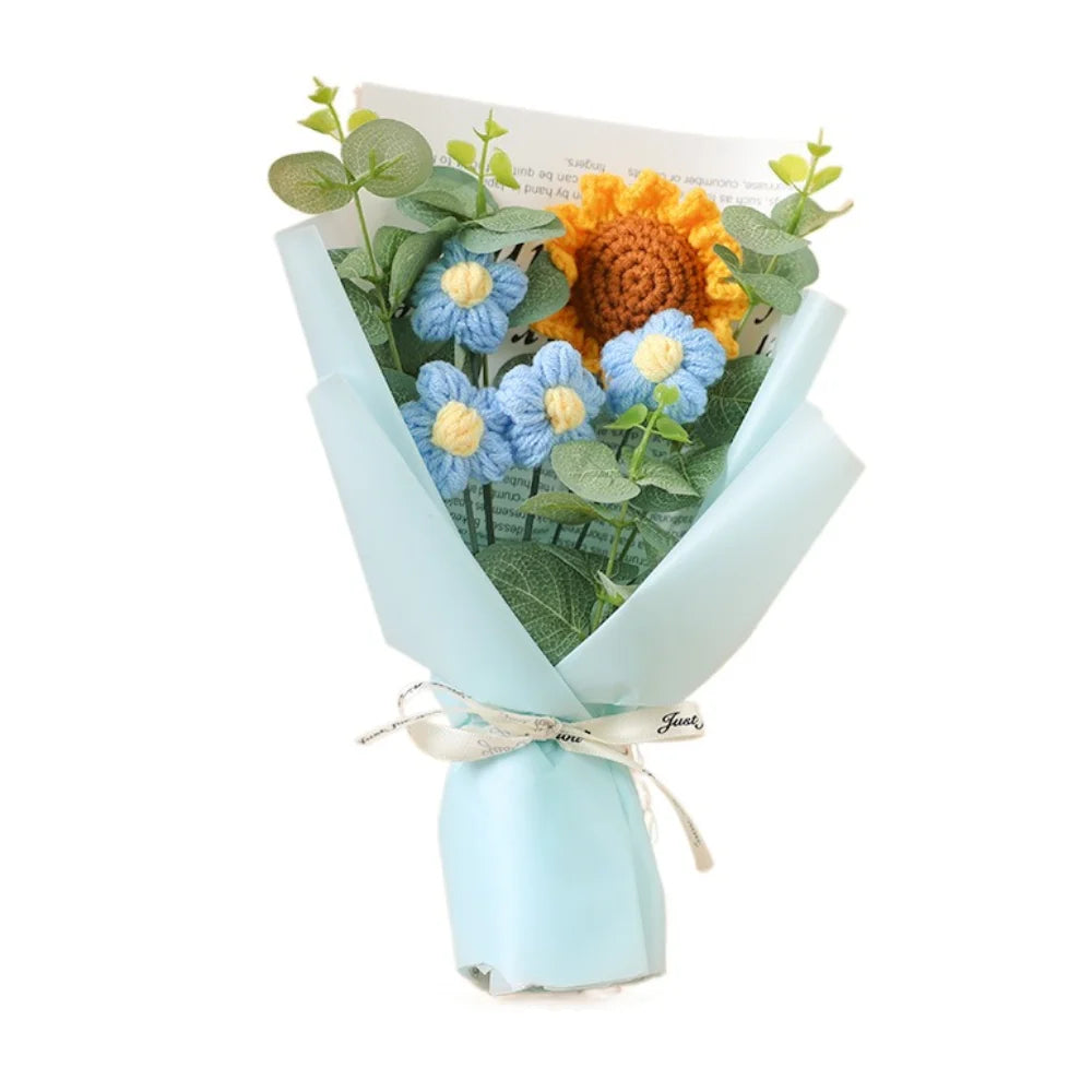 Artificial Flower Crochet Bouquet Eternal Flower Handmade Graduation Bouquet Mothers Day Birthday Gift Anniversary