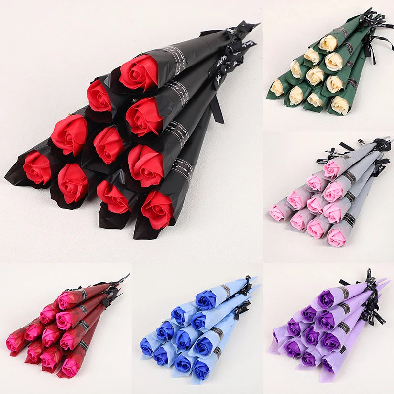 5-20pcs Soap Rose Artificial Flower Valentines Day Gift Wedding DIY Flower Bouquet Birthday Party Gift for guests Eternal Rose