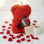 24cm Size Eternal Rose Bear Flower Bouquet Long Lasting Rose Bear Creative Design Artificial Rose Artificial Foam Flowers Bear