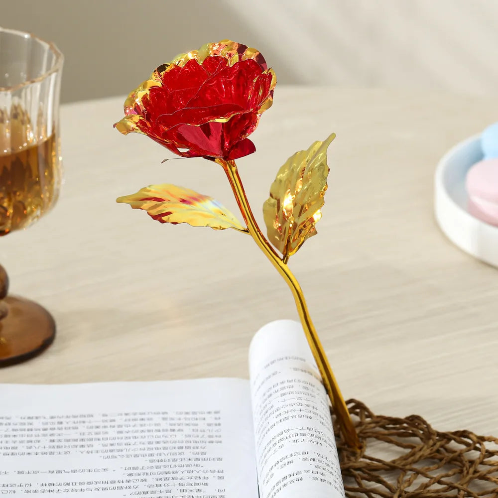 1Pcs Eternal Galaxy Rose Valentine'S Day Flower Foil Plastic Artificial Roses Romantic Mothers Day Gift Wedding Party Home Decor