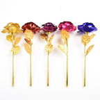 24K Eternal Rose Artificial Flowers Foil Plated Gold Rose Wedding Valentine's Day Decoration Mother's Day Gifts Fake Flower