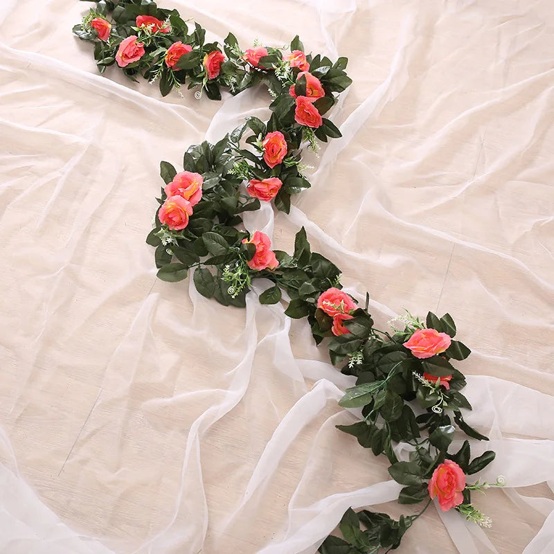 Enredadera Guirnalda de Rosas de Seda — Arco Boda y Jardín Exterior, 6 Colores