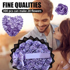 Yannew 300pcs Premade Handcrafted Silk Rose Petals for DIY Eternal Rose Flowers Bouquets with Stem Leaf Birthday Gifts for Women
