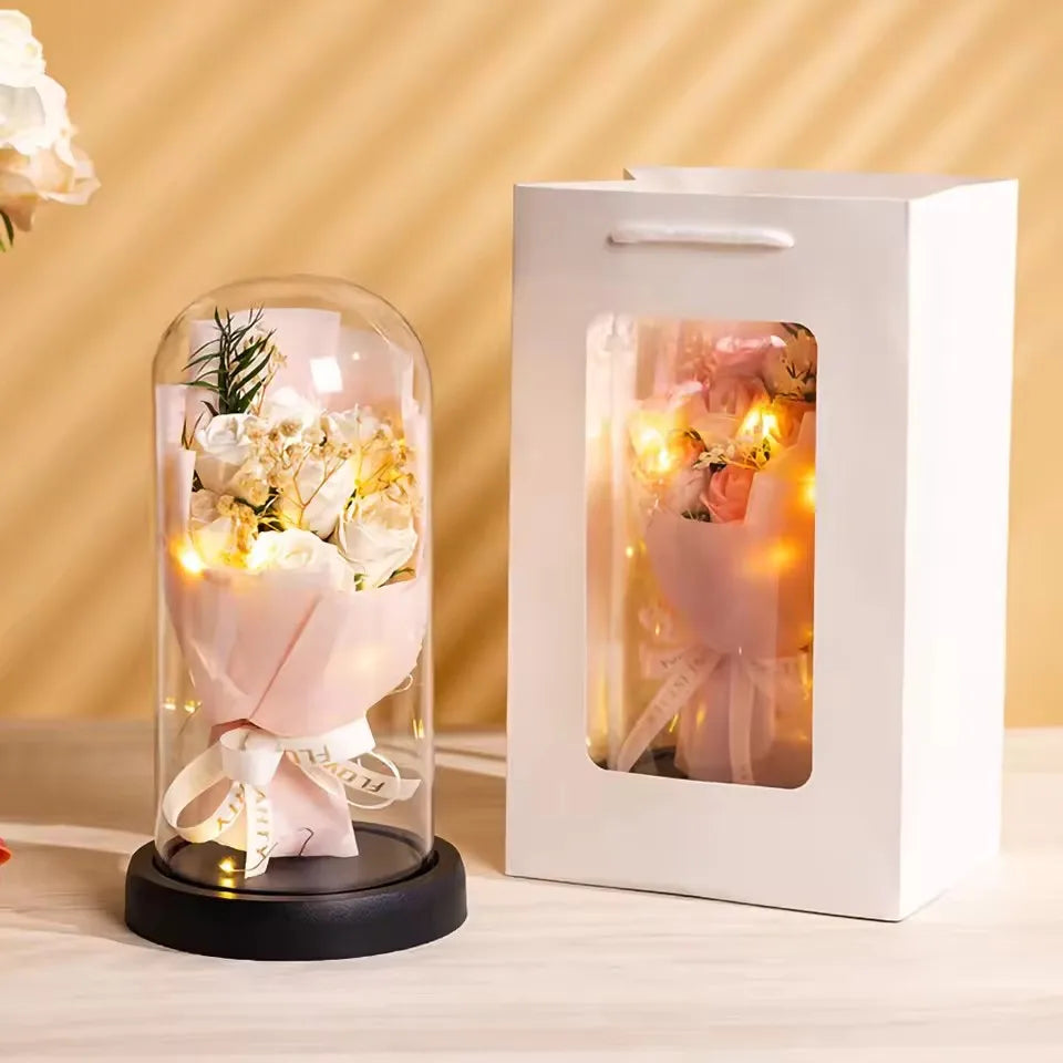 Rose Eternal Life Flower Starry Sky Glass Cover Living Room Decor Gift for Girlfriend Birthday Gift Valentine's Day Mother's Day