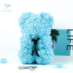 Home Romantic Valentine's Day Eternal Rose Bear, Christmas Wedding Floral Decoration Gift, Creative Rose Bear Hug Bear for Home