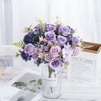 Ramo de Rosas e Hortensias de Seda — 12 Colores, Novia, Fiesta y Mesa