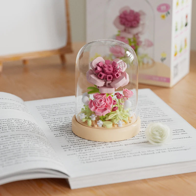 Eternal Bouquet Flower Assembly Blocks Children's Toy Mini Brick Particle Girl Series Rose Bundle Valentine's Day Birthday Gift