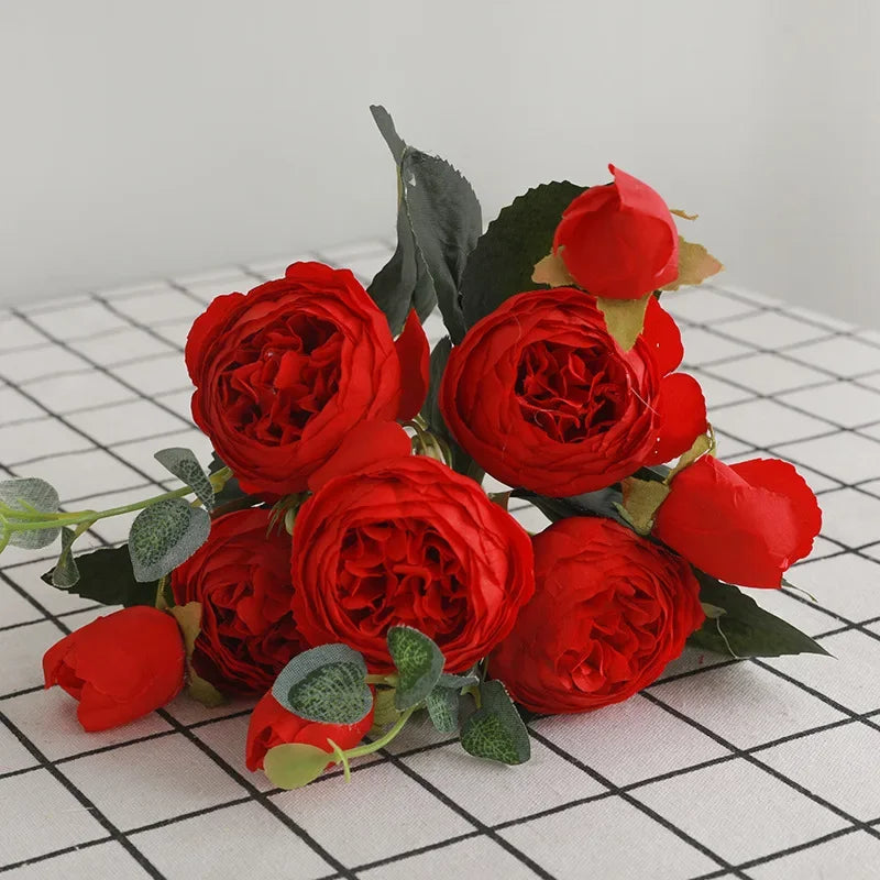 Rosas de Seda Flor Grande — Ramo Lujoso, 34 Colores, Disponible al Mayor