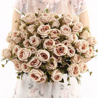 Ramo Nupcial de Rosas de Seda Realistas — 12 Colores, Bodas y Decoración de Jardín