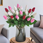 45CM Artificial Rose Bud with Moisturizing Touch Silk Flower for Home Living Room Entrance Decoration Photography Prop