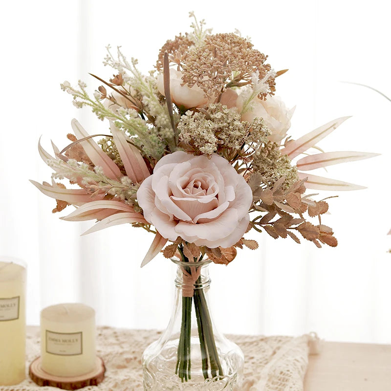 Ramo Mixto Peonía, Rosa y Pampas — Eucalipto, DIY Decoración Hogar