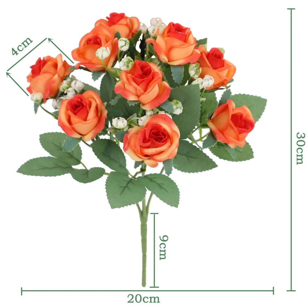 Red Rose Bouquet For Wedding Bridal Bouquets Artificial Flower Home Room Decor Hotel Party Decoration Desk Plants