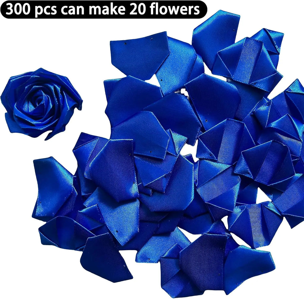 Yannew 300pcs Premade Handcrafted Silk Rose Petals for DIY Eternal Rose Flowers Bouquets with Stem Leaf Birthday Gifts for Women