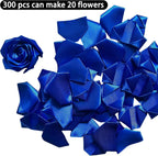 Yannew 300pcs Premade Handcrafted Silk Rose Petals for DIY Eternal Rose Flowers Bouquets with Stem Leaf Birthday Gifts for Women