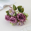 Rosa de Seda Tallo Individual — Jardín Exterior y Corona, 6 Colores, DIY