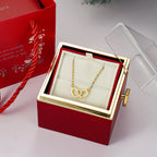 Eternal Rose Box -Heart Necklace & Soap Flower Gift Box Customize Heart Name Necklace Valentine's Day Gift for Women For Mom