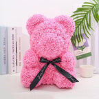 25cm Eternal Rose Bear with Gift Valentine's Day Gift Rose Embracing Bear Imitation Rose Bear Birthday Gift