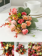 Tallos de Rosa de Seda con Hojas — Sets de 1 a 10 Unidades, 24 Colores, Novia y Centro de Mesa