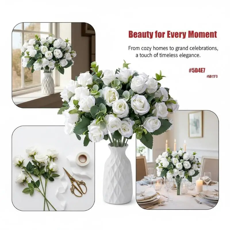 Artificial Silk Rose Bouquet - Add Timeless Beauty to Your Wedding, Home or Holiday Decor with These Lifelike Fake Roses