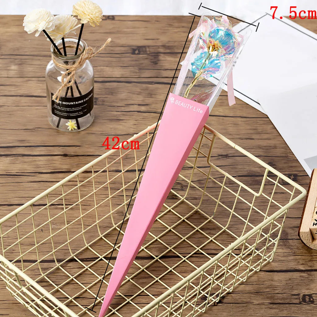 24k Eternal Rose Artificial Flowers Foil Plated Gold Rose Wedding Valentine'S Day Decoration Mother'S Day Gifts Fake Flower