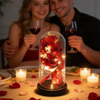Rose Eternal Life Flower LED Starry Sky Glass Cover Living Room Decor Gift Ornament Perfect Valentine's Day Christmas Gift