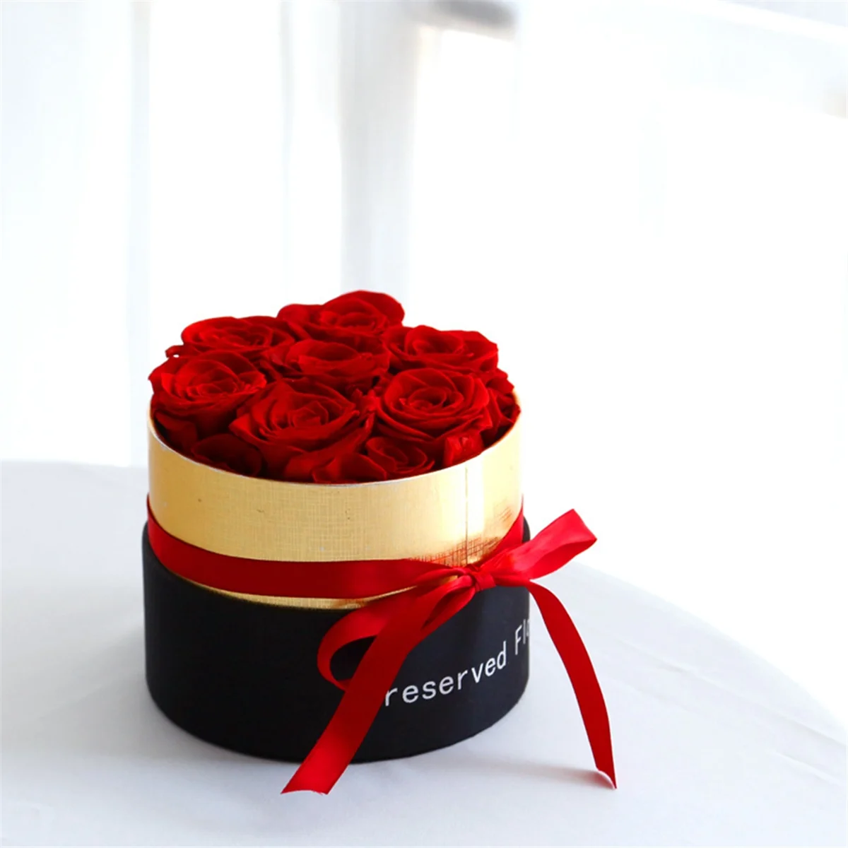 valentineRomantic Level A Eternal Rose in Box Gifts Wife Real Rose Preserved Flower Gift Set Home Decor Valentines Day Wedding-C