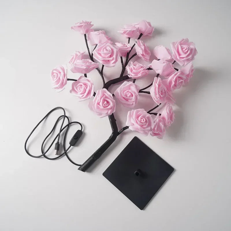Árbol de Rosas con Luz USB — Decoración Romántica Hogar, Recámara y Bodas