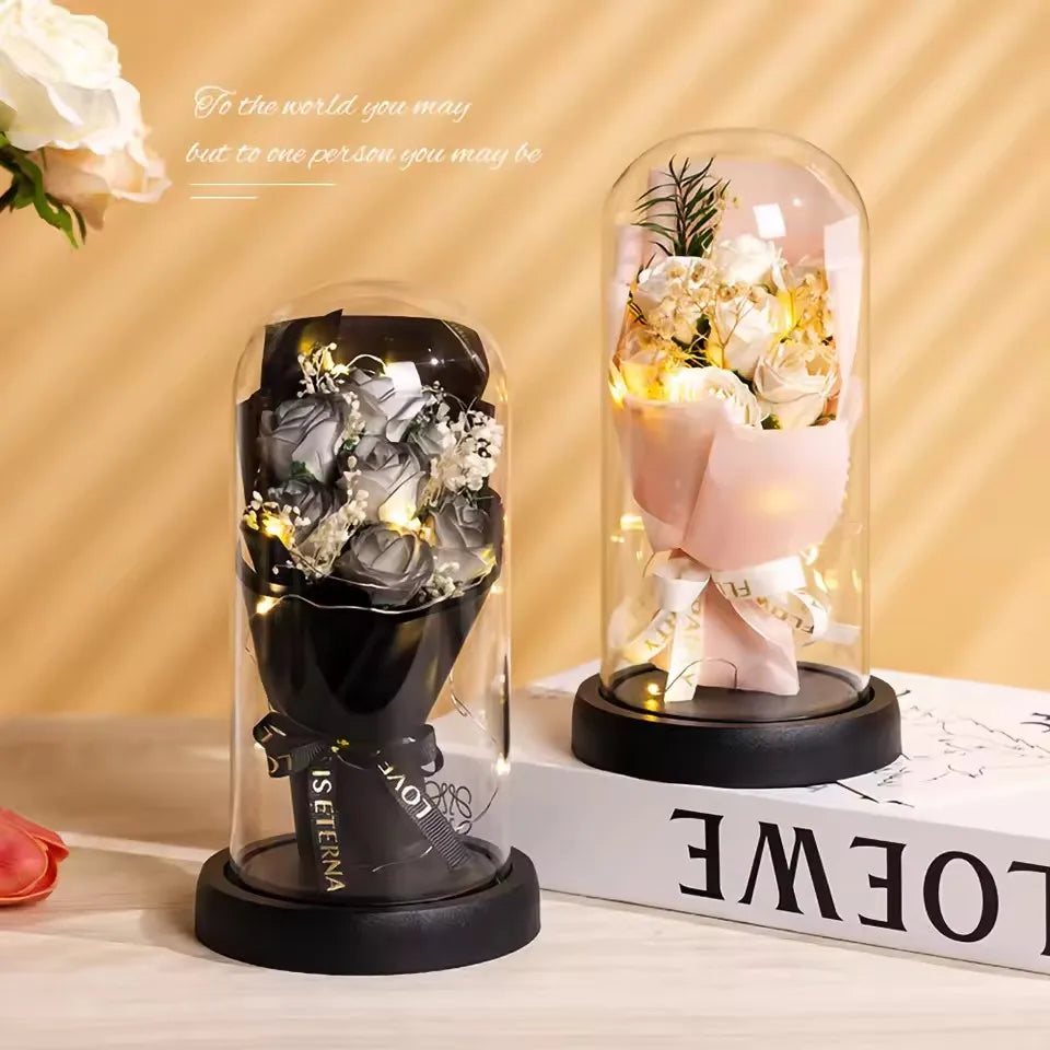 Rose Eternal Life Flower Starry Sky Glass Cover Living Room Decor Gift for Girlfriend Birthday Gift Valentine's Day Mother's Day