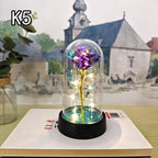 LED Eternal Red Rose in Glass Dome, Realistic Artificial Flower with Soft Light - Timeless Valentine's Day Gift