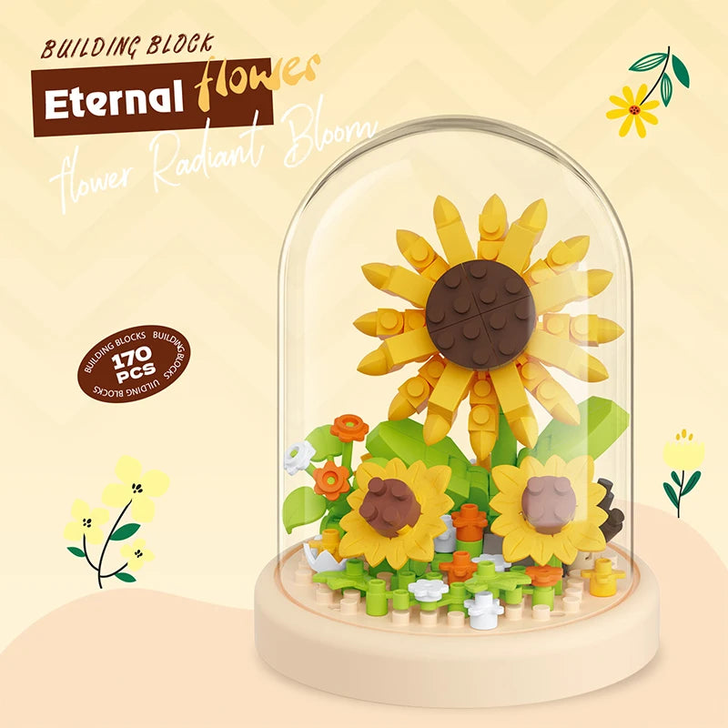 Eternal Bouquet Flower Assembly Blocks Children's Toy Mini Brick Particle Girl Series Rose Bundle Valentine's Day Birthday Gift