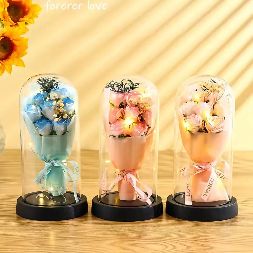 Rose Eternal Life Flower Starry Sky Glass Cover Living Room Decor Gift for Girlfriend Birthday Gift Valentine's Day Mother's Day