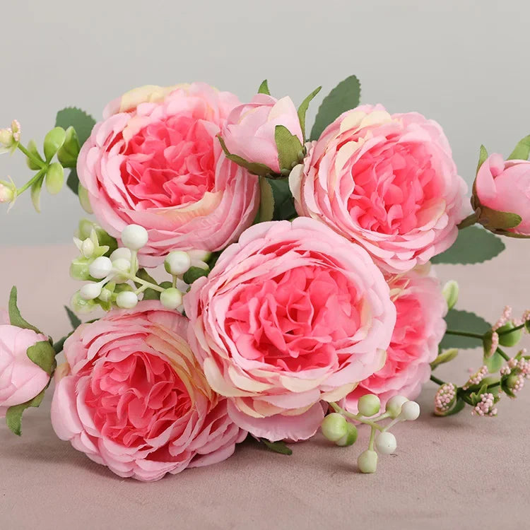 Rosas de Seda Flor Grande — Ramo Lujoso, 34 Colores, Disponible al Mayor