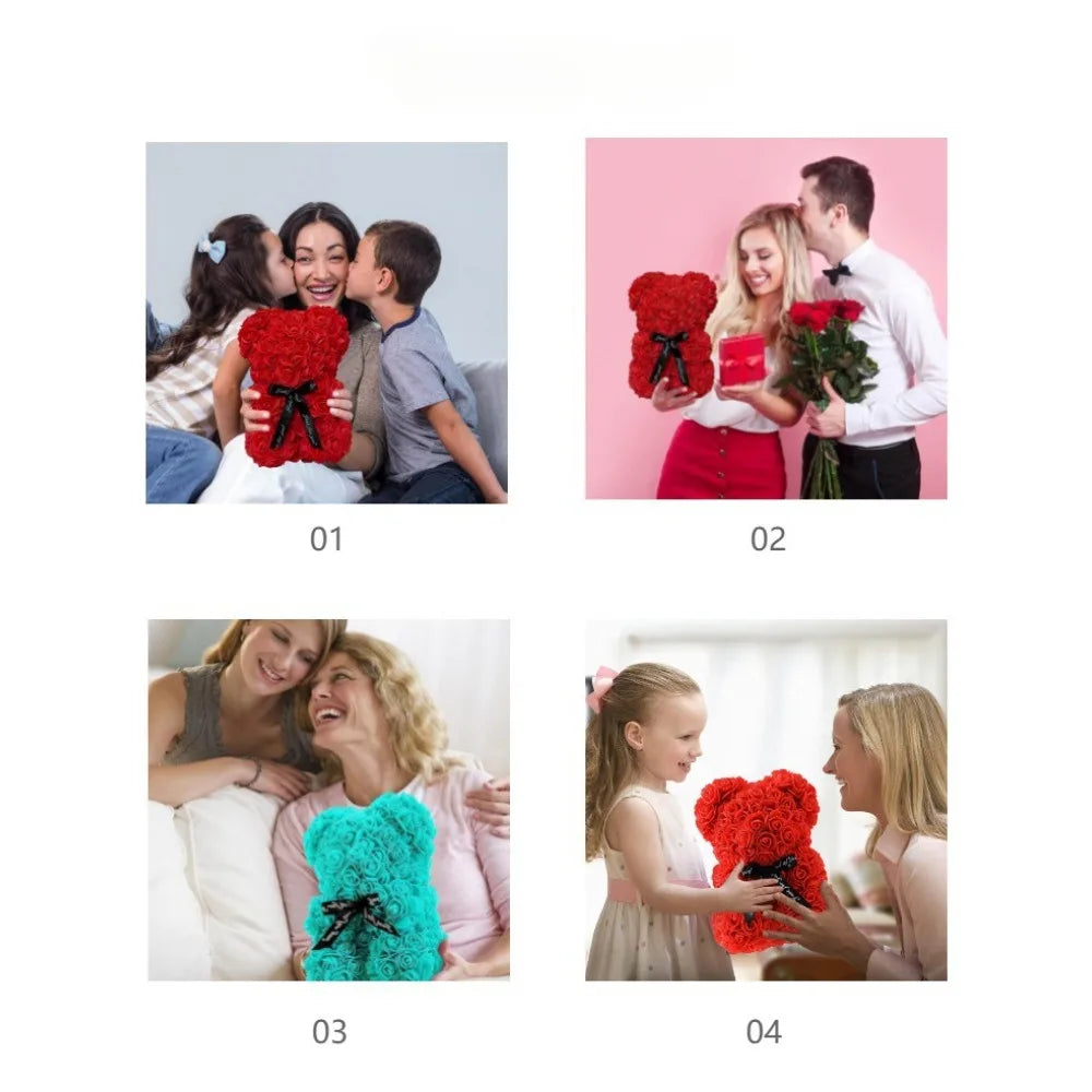 Artificial Flower Eternal Rose Teddy Bear for  Birthday Anniversary Gifts & Decor Miniatures A for my Girlfriend Valentine's Day