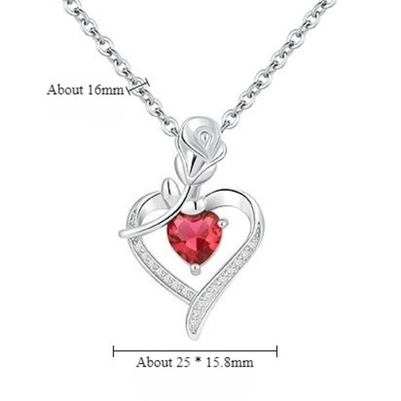 Eternal Flower Pendants Copper Ladies High End Love Rose Necklace Charm Jewelry Valentine's Day Gift