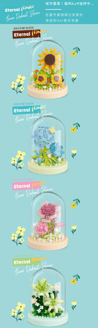 Eternal Bouquet Flower Assembly Blocks Children's Toy Mini Brick Particle Girl Series Rose Bundle Valentine's Day Birthday Gift